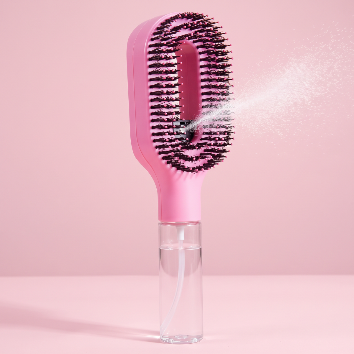 SprayEasy 2-in-1 mist detangling brush in pink with fine water mist